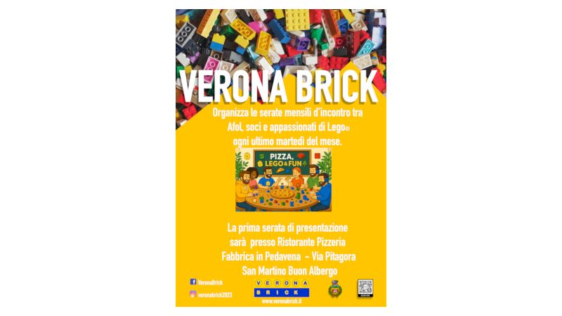  Veronabrick organizza serate mensili  "Pizza Lego® & Fun"  21 o 28 Aprile